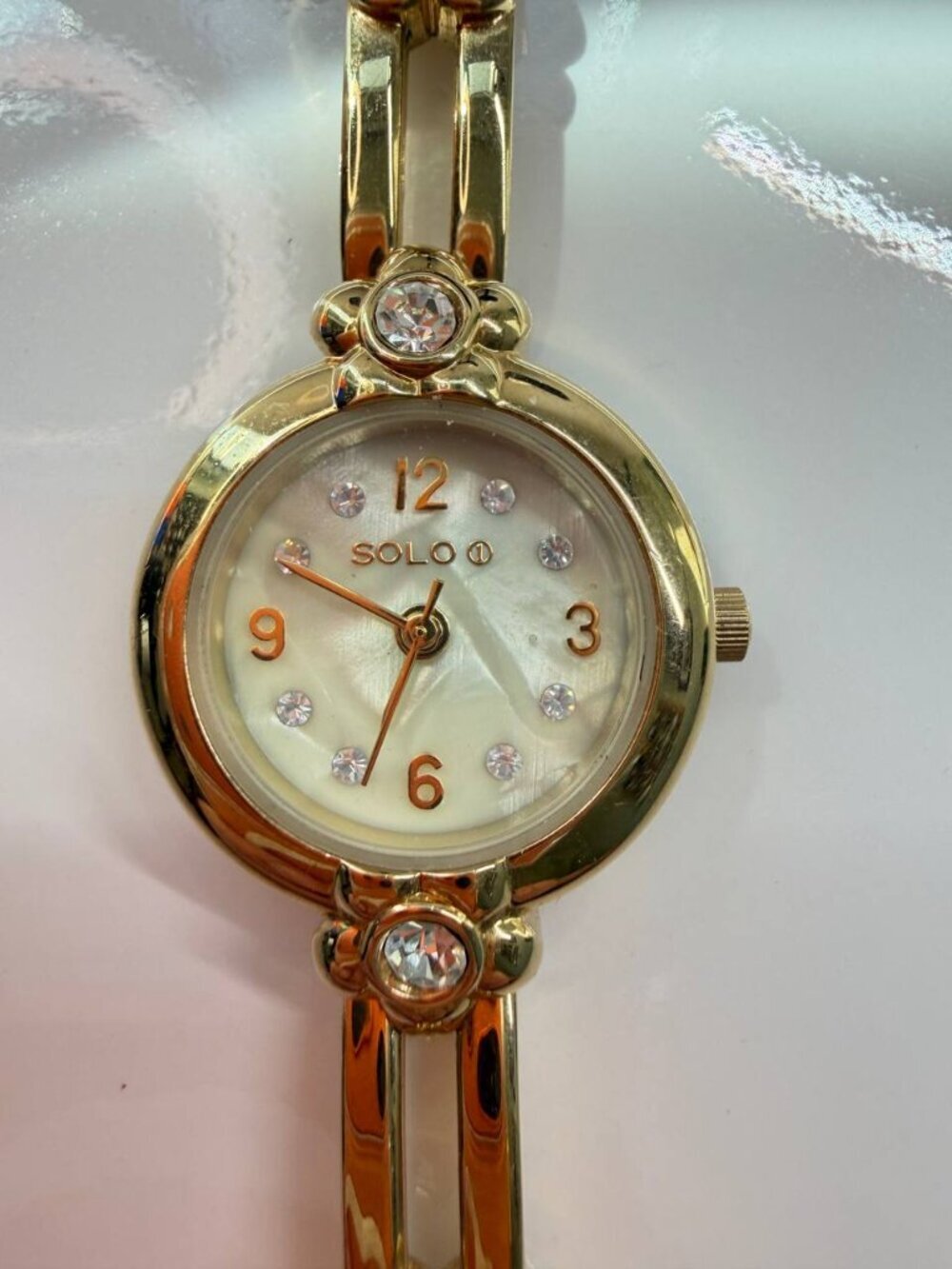 SOLO Gold Tone Crystal Accent Watch – Elegant Jewelry Style